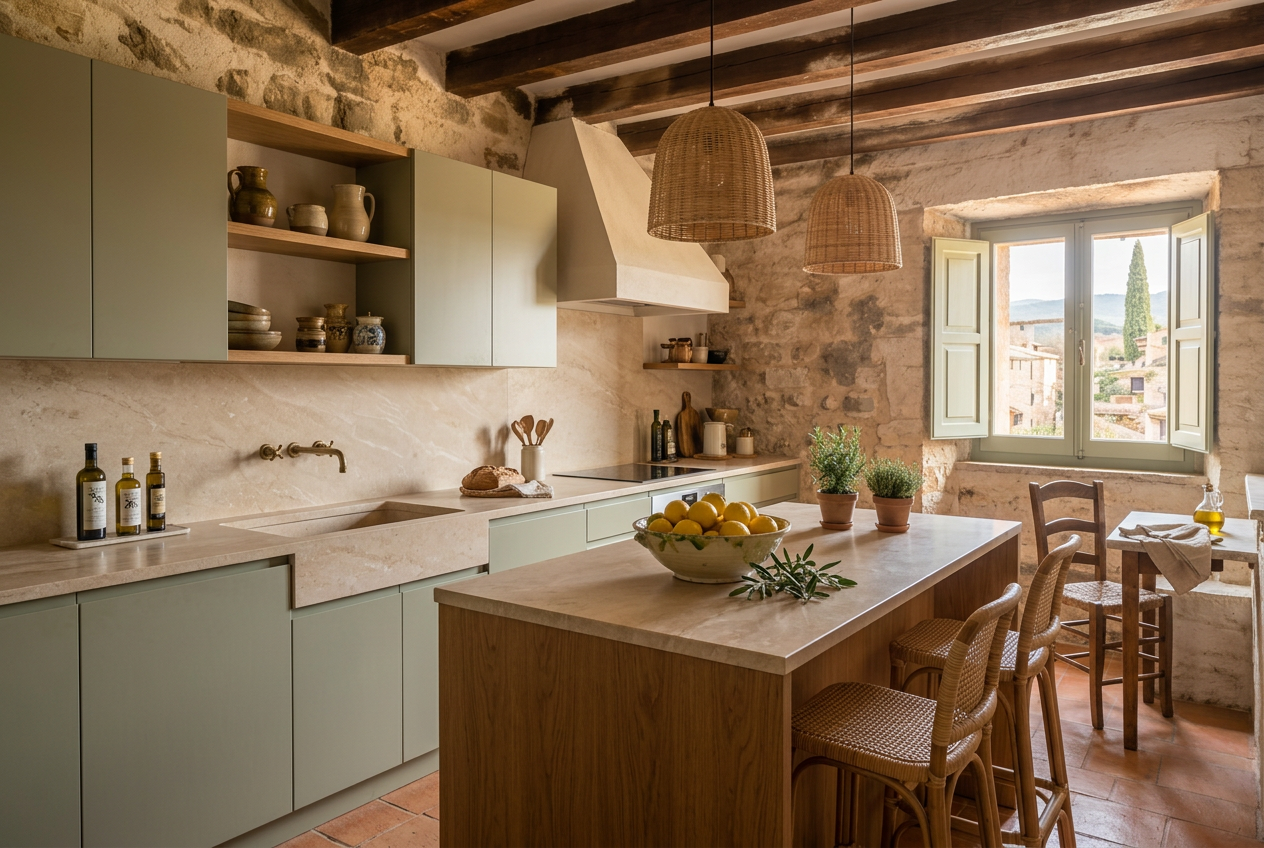 Stone finca kitchen, Sóller valley — Possible result