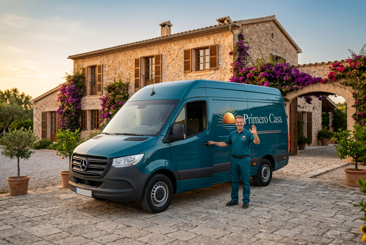 Primero Casa van arriving at a Mallorcan finca